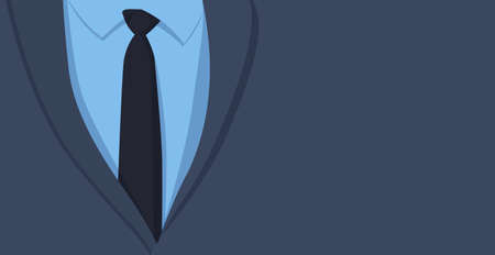 Panoramic design web background formal suit with tie, space for advertising text - Vector illustrationのイラスト素材