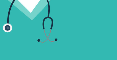 Panoramic background medical specialized clothing doctor - Vector illustrationのイラスト素材