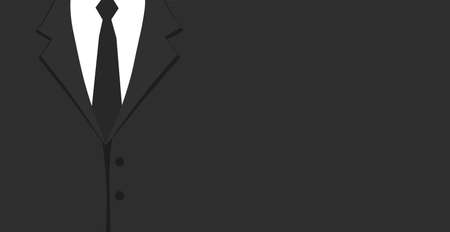 Panoramic design web background formal suit with tie, space for advertising text - Vector illustrationのイラスト素材