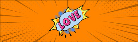Comic zoom inscription LOVE on a colored background - Vectorのイラスト素材