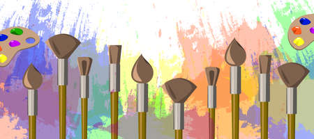 Set of brushes for painting on a colorful background - Vector illustrationのイラスト素材