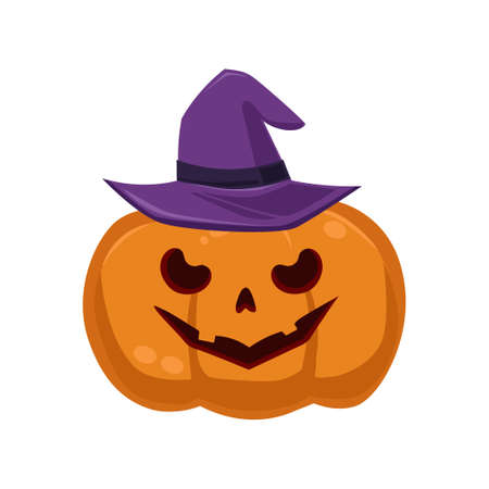 Festive halloween pumpkin in a hat isolated on white background - Vector illustrationのイラスト素材