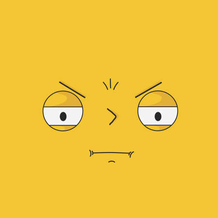 Angry, sullen face with expressive emotions - Vector illustrationのイラスト素材