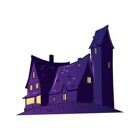 Scary gloomy castle on a white background - Vector illustrationのイラスト素材