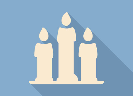 Three burning festive Christmas candles, new year element - Vector illustrationのイラスト素材