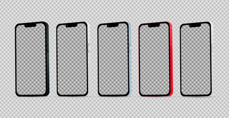 Mockup 5 pcs modern smartphones phones in different colors, templates for advertising - Vector illustrationのイラスト素材