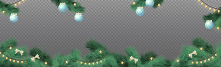 New Year Christmas background, festive fir tree, web template without background for advertising, postcards - Vector illustrationのイラスト素材