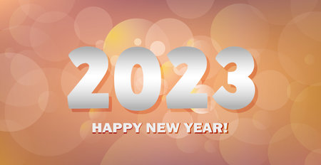 Happy New Year 2023 bright bokeh background postcard, web template - Vector illustration