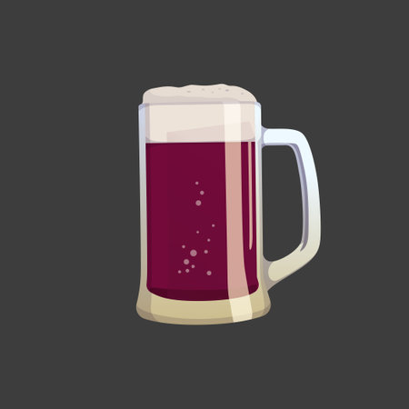 Large mug of fresh dark foamy beer - Vector illustrationのイラスト素材