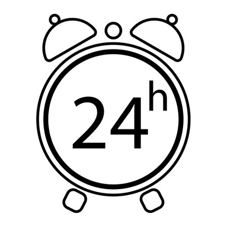 Round alarm clock, white transparent dial arrow icon round icon 24 hours - Vector illustrationのイラスト素材