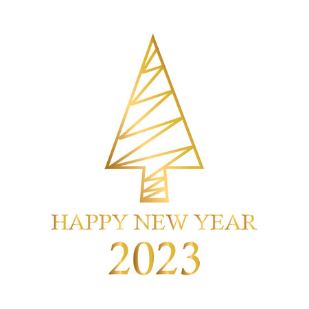 Abstract golden christmas tree, holiday symbol xmas, new year 2023 - Vector illustrationのイラスト素材