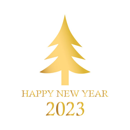 Abstract golden christmas tree, holiday symbol xmas, new year 2023 - Vector illustration