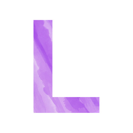 English alphabet, letter L painted with watercolor blue blue paints - Vector illustrationのイラスト素材