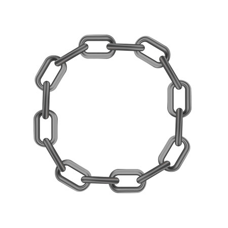 Metal realistic black chain on white panoramic background - Vector illustrationのイラスト素材