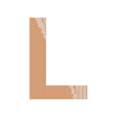Letter L of the English alphabet, gray paper cardboard texture on white background - Vector illustrationのイラスト素材