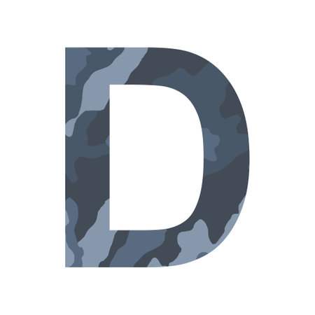 English alphabet letter D, khaki style isolated on white background - Vector illustrationのイラスト素材