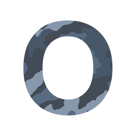 English alphabet letter O, khaki style isolated on white background - Vectorのイラスト素材