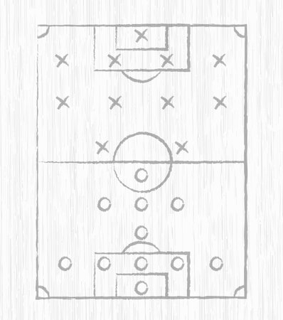 Chalkboard background with painted official football markings on white wooden board - Vector illustrationのイラスト素材