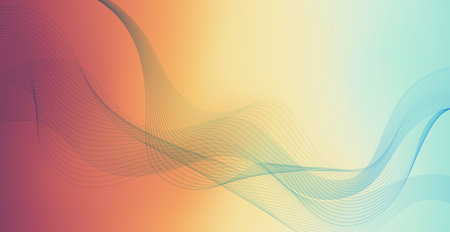 Panoramic colorful abstract stylish multi background with wavy lines - Vector illustrationのイラスト素材