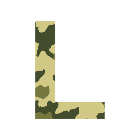 English alphabet letter L, khaki style isolated on white background - Vectorのイラスト素材