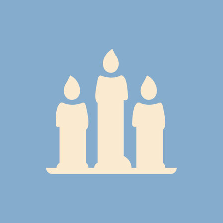 Three burning festive Christmas candles, new year element - Vector illustrationのイラスト素材