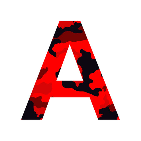 English alphabet letter A, khaki style isolated on white background - Vector illustrationのイラスト素材