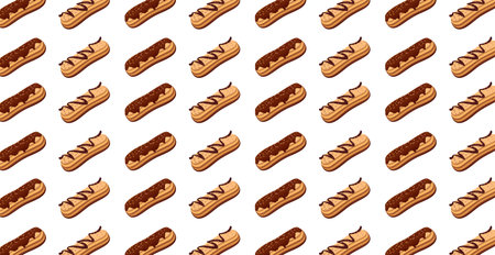 Panoramic eclair pattern on white background - Vector