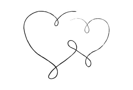 Black thin lines two love hearts on a white background - Vector illustrationのイラスト素材