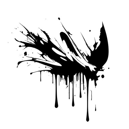 Smears, blots of black paint on a white background, dark colors - Vector illustrationのイラスト素材
