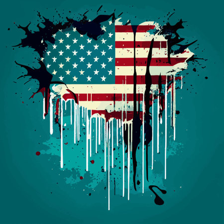 Realistic abstract flag of america, country independence day, national traditions - Vector illustrationのイラスト素材