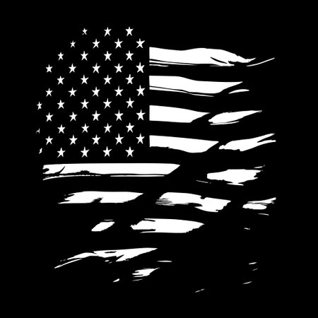 Black and white realistic abstract flag of America, country independence day, national traditions - Vector illustrationのイラスト素材