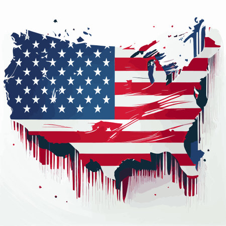 Realistic abstract flag of USA in the form of a map of america, independence day of the country,...