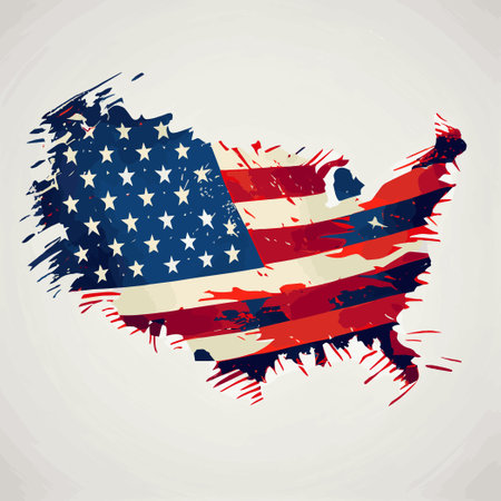 Realistic abstract flag of USA in the form of a map of america, independence day of the country, national traditions - Vector illustrationのイラスト素材
