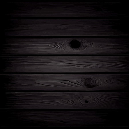 Dark wood texture with knots, board background - Vector illustrationのイラスト素材