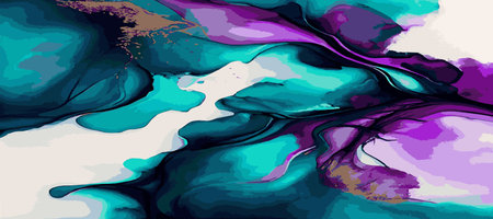 Marble panoramic texture design, colorful multicolored marble surface, curved lines, bright abstract...