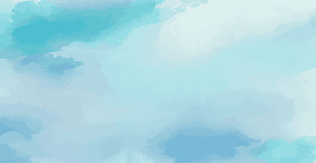 Realistic blue watercolor panoramic texture on white background - Vectorのイラスト素材