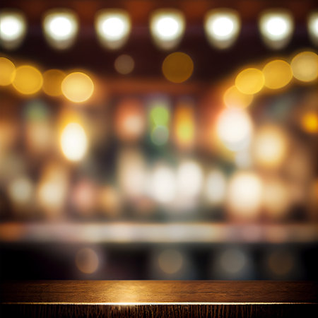 Beer restaurant bar, bar tabletop, blurred background AI generated imageの写真素材