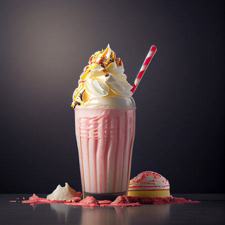 Stylish beautiful fruity milkshake, chocolate drop splashes AI generated imageの写真素材
