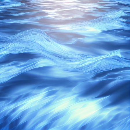 Blue water surface, sea waves AI generated image