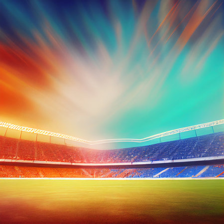 Sports football stadium blurred background AI generated imageの写真素材