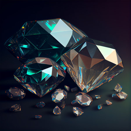 Diamond crystal gem reflect blur background AI generated imageの写真素材