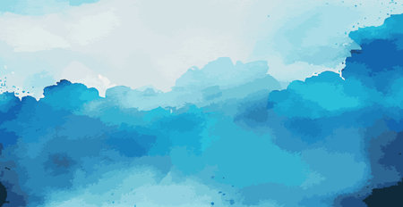 Realistic blue watercolor panoramic texture background - Vector illustrationのイラスト素材