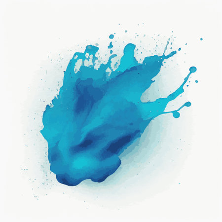 Watercolor blue ink colorful liquid drops or splash design, artistic background - Vector illustrationのイラスト素材
