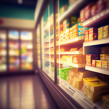 Realistic Blur Background of Store, Department Store, Supermarket or Grocery Store AI Generated Imageの写真素材
