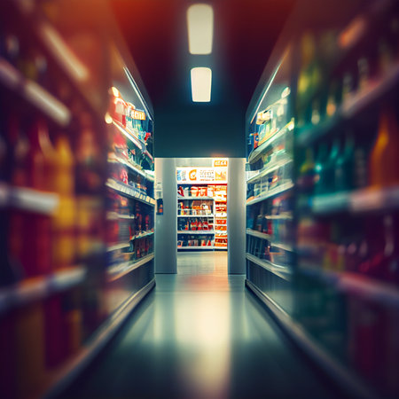 Realistic Blur Background of Store, Department Store, Supermarket or Grocery Store AI Generated Imageの写真素材