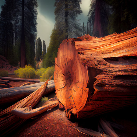 Giant felled sequoia, big mahogany, symbol of USA AI generated imageの写真素材