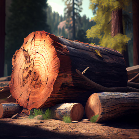 Giant felled sequoia, big mahogany, symbol of USA AI generated imageの写真素材