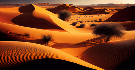 Bright scorching sun in the desert AI Generated Imageの写真素材