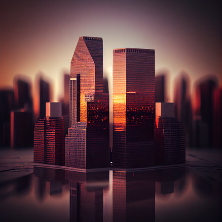 Modern towers and skyscrapers in the financial district in the USA, economic and business industry AI generated imageの写真素材