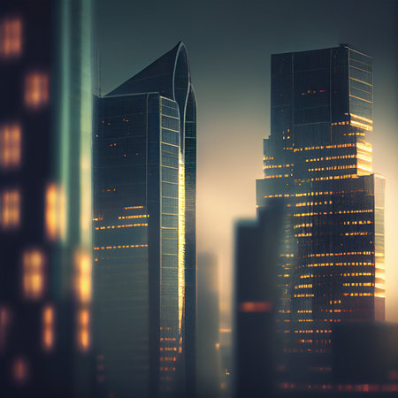 Modern towers and skyscrapers in the financial district in the USA, economic and business industry AI generated imageの写真素材